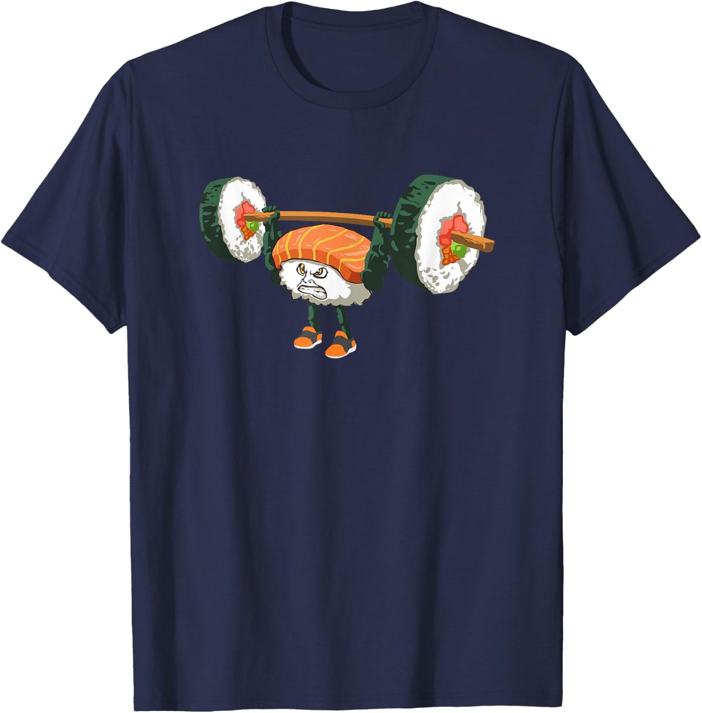 Funny Bodybuilder Sushi Lifting Weights Gift T-Shirt - T-Shirt | Navy