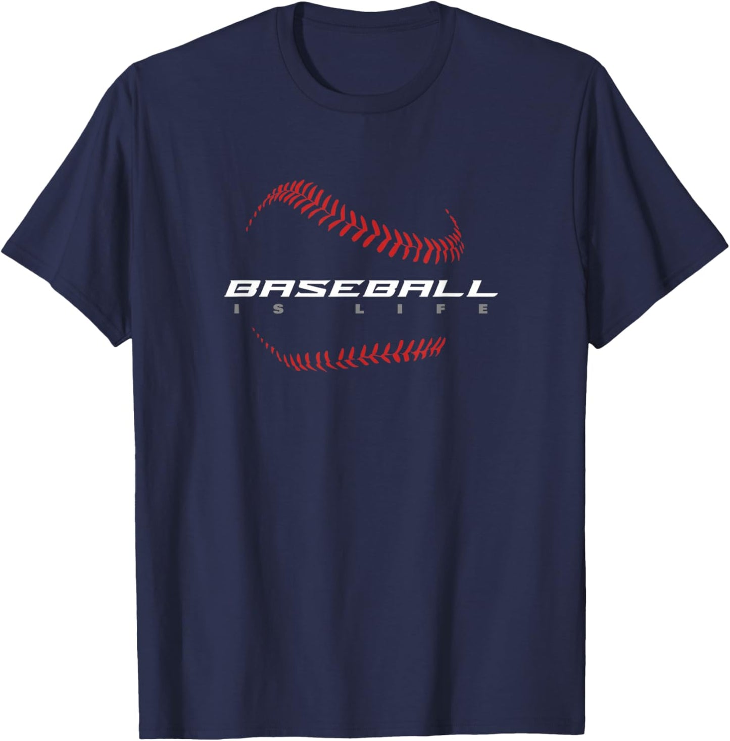 Baseball - Baseball is Life / Fan - Stylish Baseball , Small, Black T-Shirt - T-Shirt | Navy
