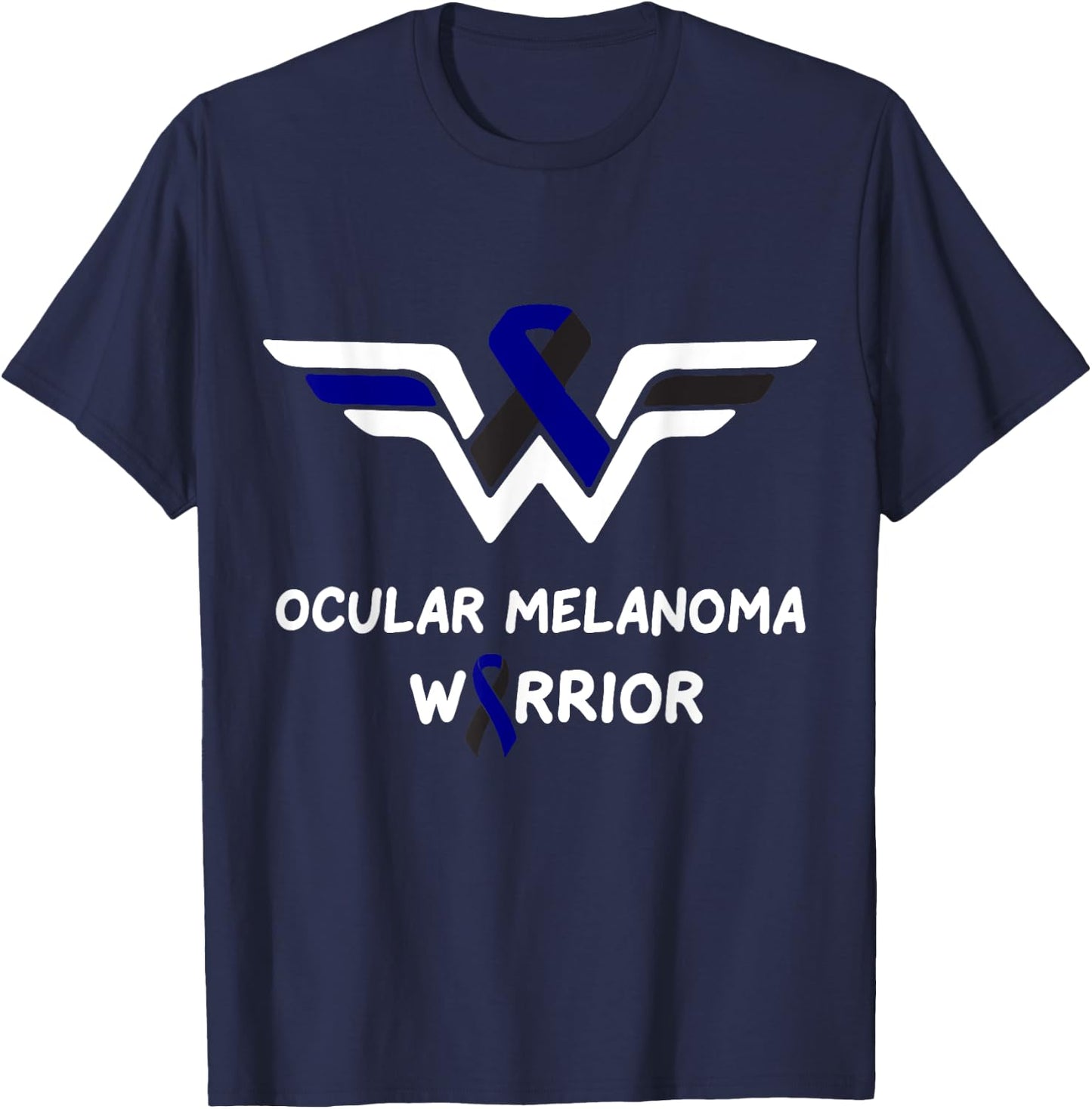 Ocular Melanoma Awareness Warrior Support Survivor Ribbon T-Shirt - T-Shirt | Navy