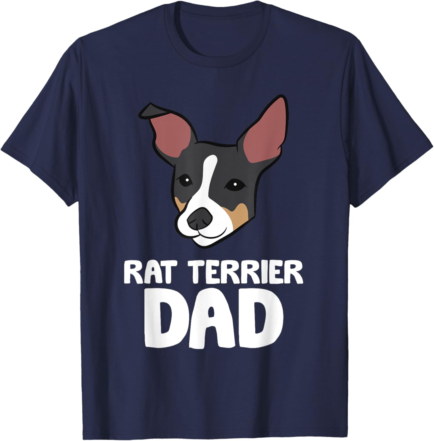 Rat Terrier Dog Owner Papa Funny Rat Terrier Dad Women Girls Kids T-Shirt - T-Shirt | Navy