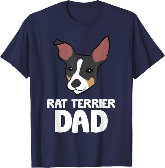 Rat Terrier Dog Owner Papa Funny Rat Terrier Dad Women Girls Kids T-Shirt - T-Shirt | Navy