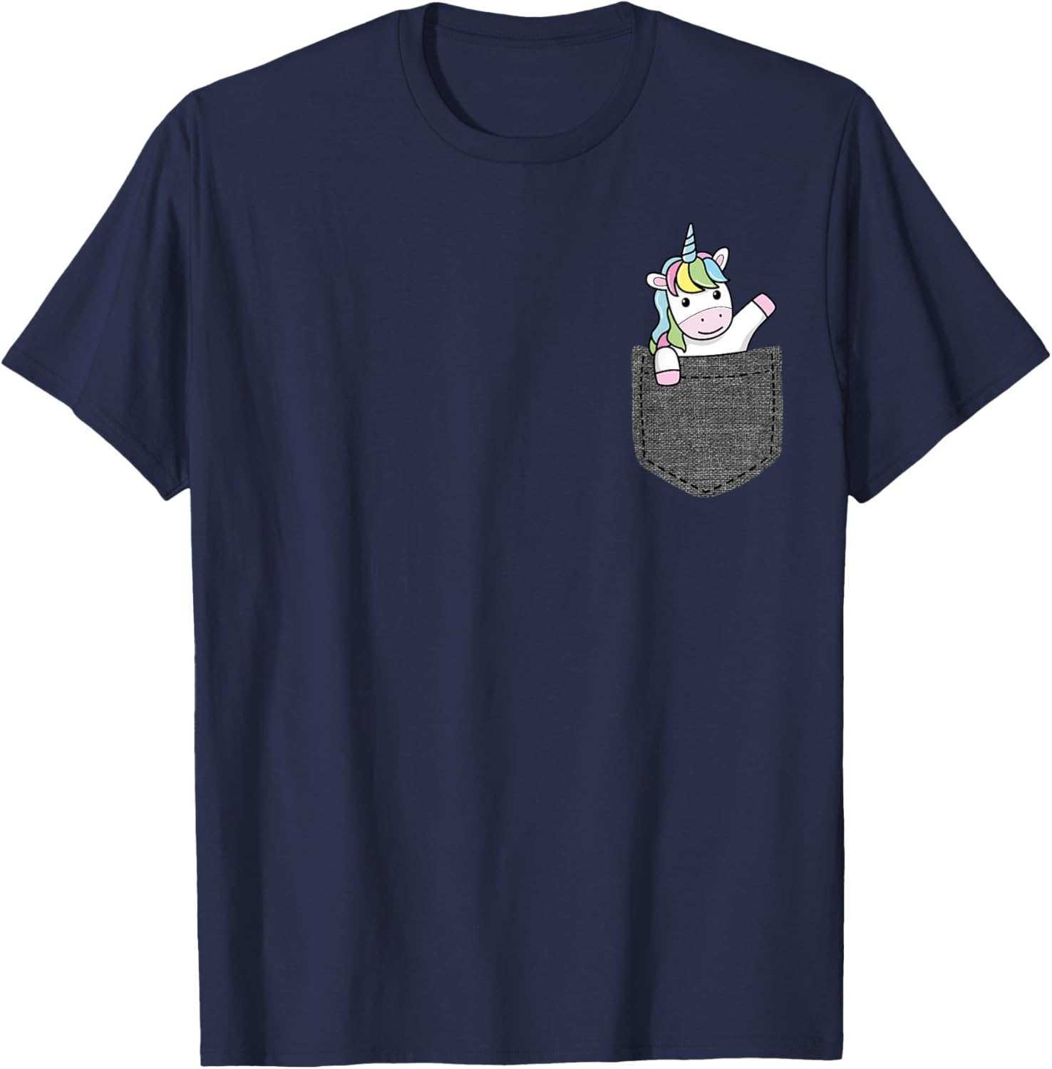 Unicorn in Pocket T-Shirt - T-Shirt | Navy