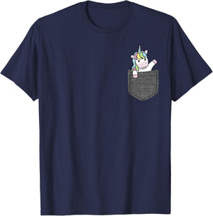 Unicorn in Pocket T-Shirt - T-Shirt | Navy