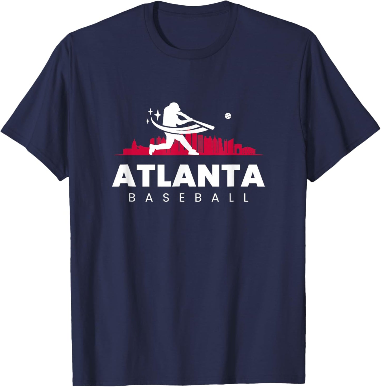Atlanta Baseball Vintage Minimalist Retro Baseball Lover T-Shirt - T-Shirt | Navy