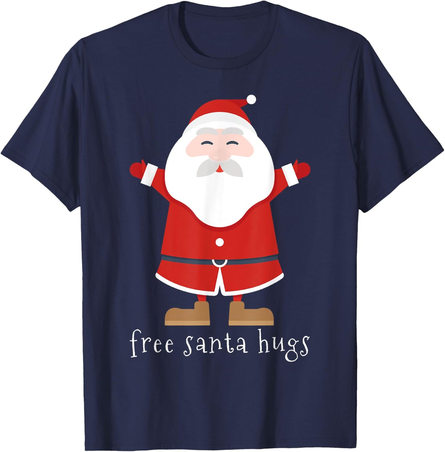 Free Santa Hugs Cute Christmas Holiday T-Shirt - T-Shirt | Navy