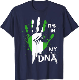 Nigeria IT'S IN MY DNA Shirt Nigerian Flag Proud Fingerprint T-Shirt - T-Shirt | Navy