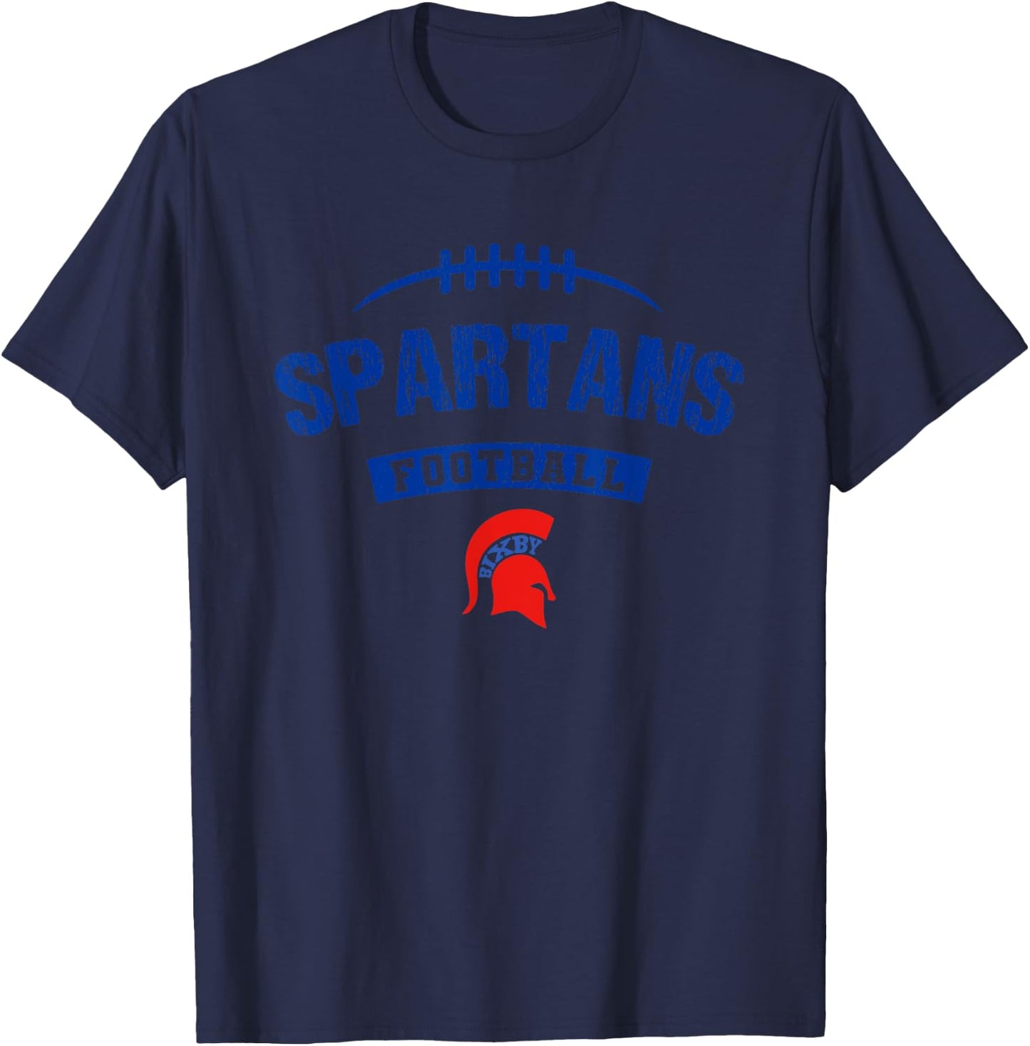Bixby Spartans Logo Football Distressed HS T-Shirt - T-Shirt | Navy