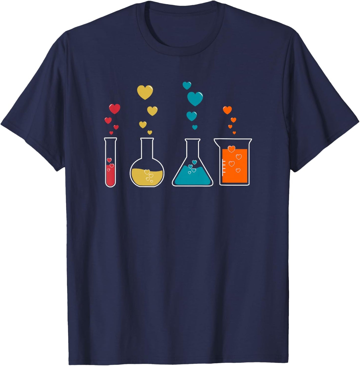 Cute Chemistry Hearts Science Valentines Gift Nerd T-Shirt - T-Shirt | Navy