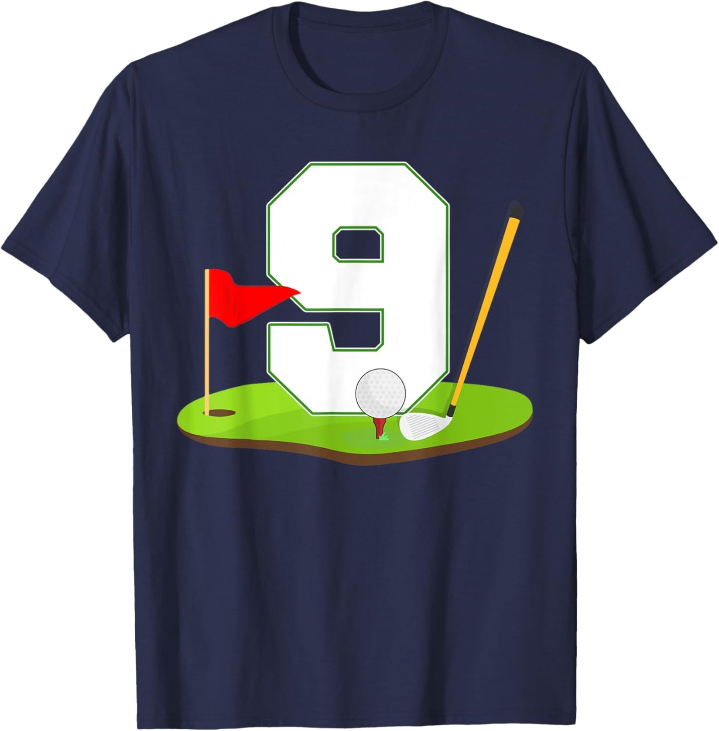 9th Birthday Golf Player 9 Years Old Birthday Party Kids T-Shirt - T-Shirt | Navy
