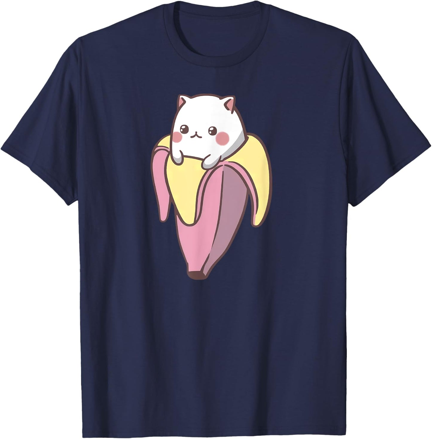 Banana Cat Funny Kawaii Bananya Gift Bday T-Shirt - T-Shirt | Navy