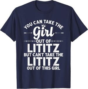Girl Out Of LITITZ PA PENNSYLVANIA Gift Funny Home Roots USA T-Shirt - T-Shirt | Navy