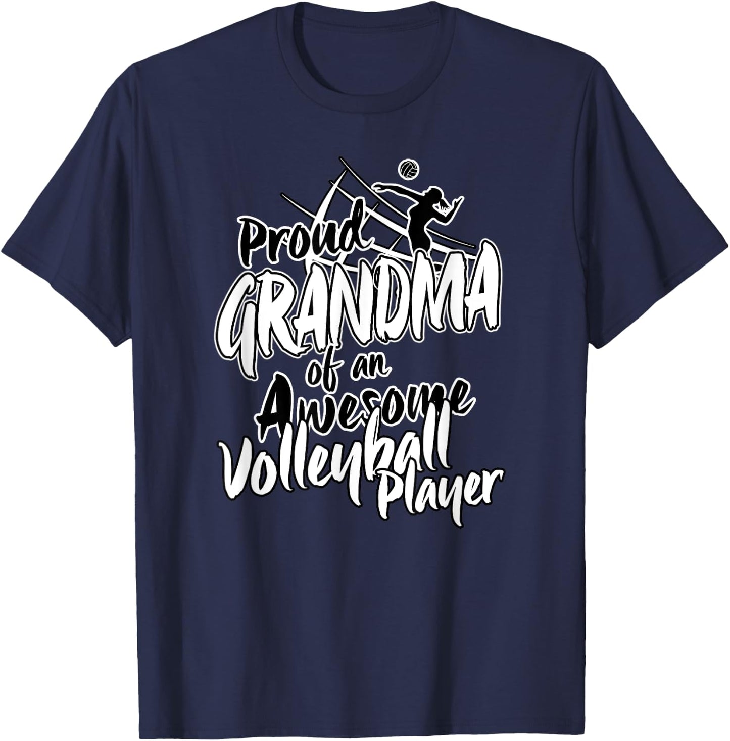 Proud Volleyball Grandma Fan Matching Sports Family Women T-Shirt - T-Shirt | Navy