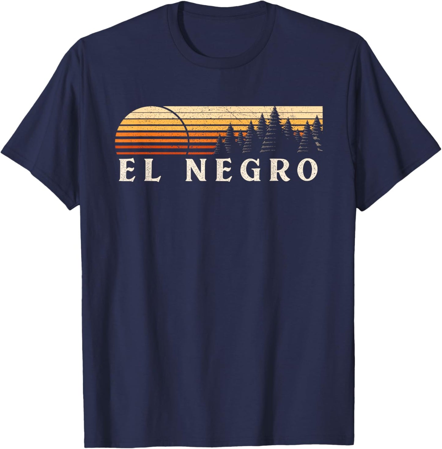 El Negro, PR Vintage Evergreen Sunset Eighties Retro T-Shirt - T-Shirt | Navy