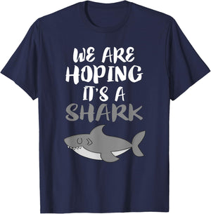 We Are Hoping It's A Shark Mom Pregnant Announcement T-Shirt - T-Shirt | Navy