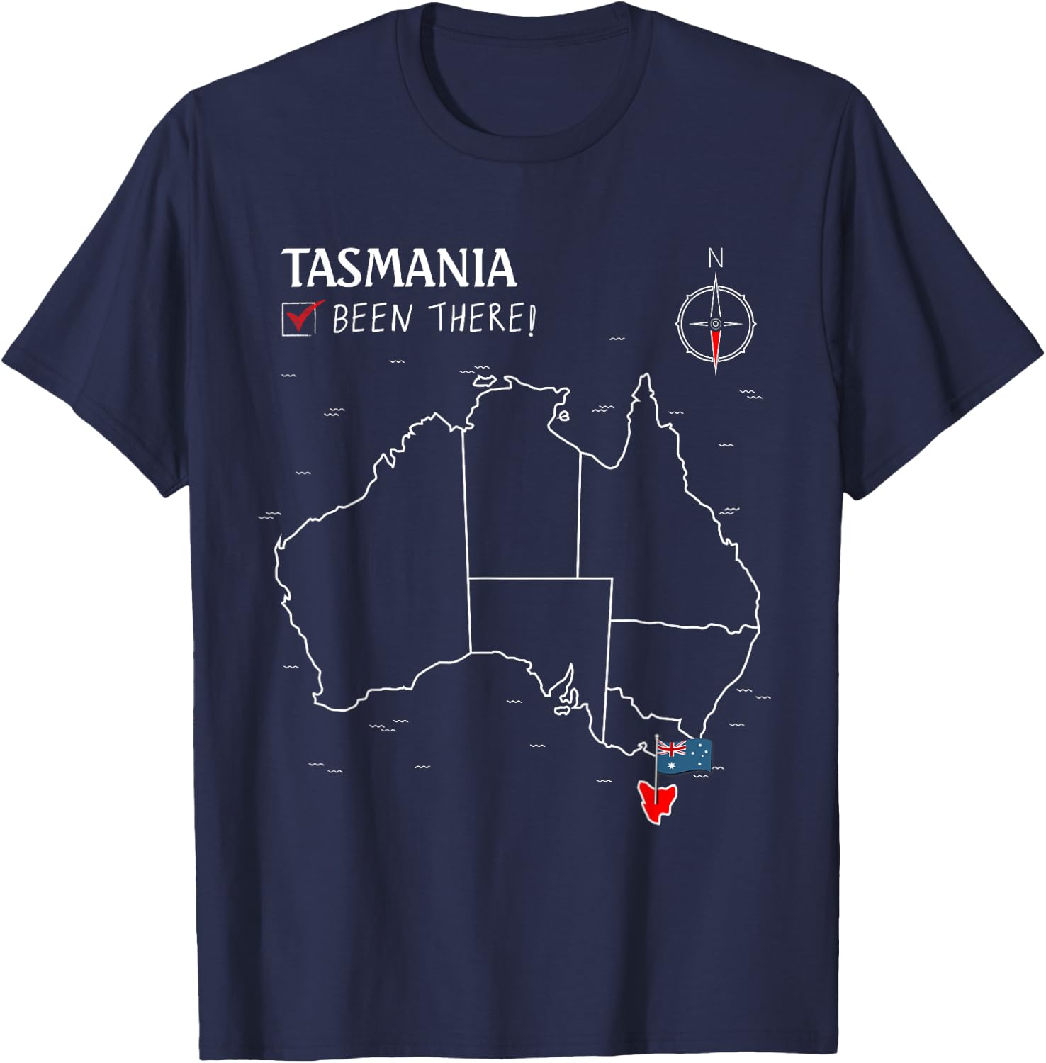 Tasmania Australian Flag Been There Check Off Map Tasmanian T-Shirt - T-Shirt | Navy