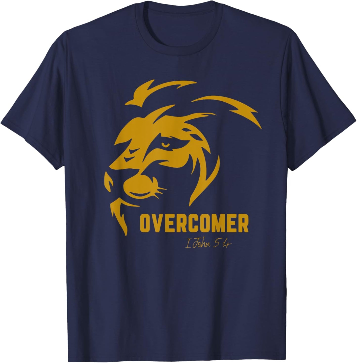 Christian Faith Overcomer Motivational Jesus Lion of Judah T-Shirt - T-Shirt | Navy
