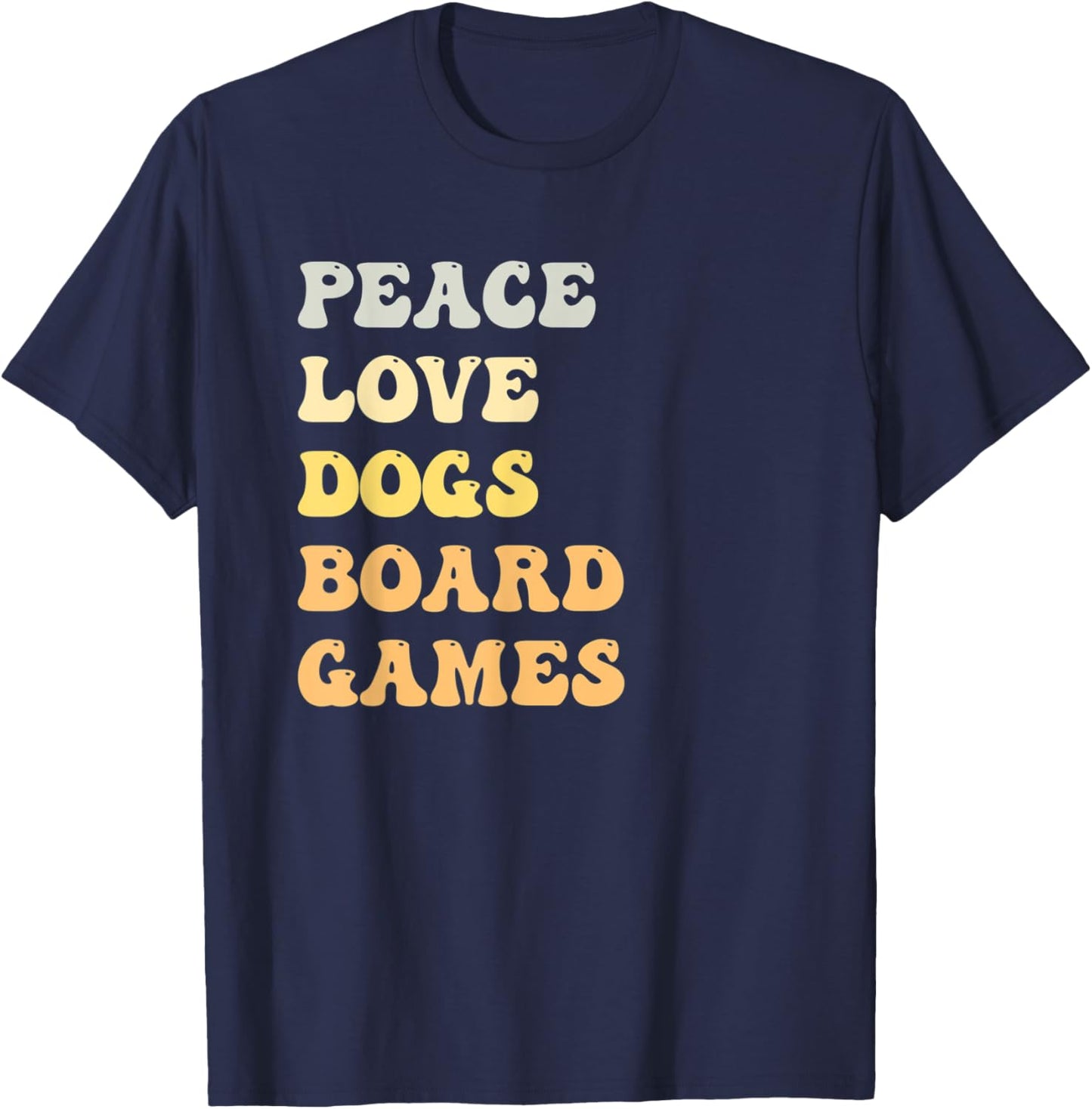 Peace Love Dogs Board Games Funny Retro T-Shirt - T-Shirt | Navy