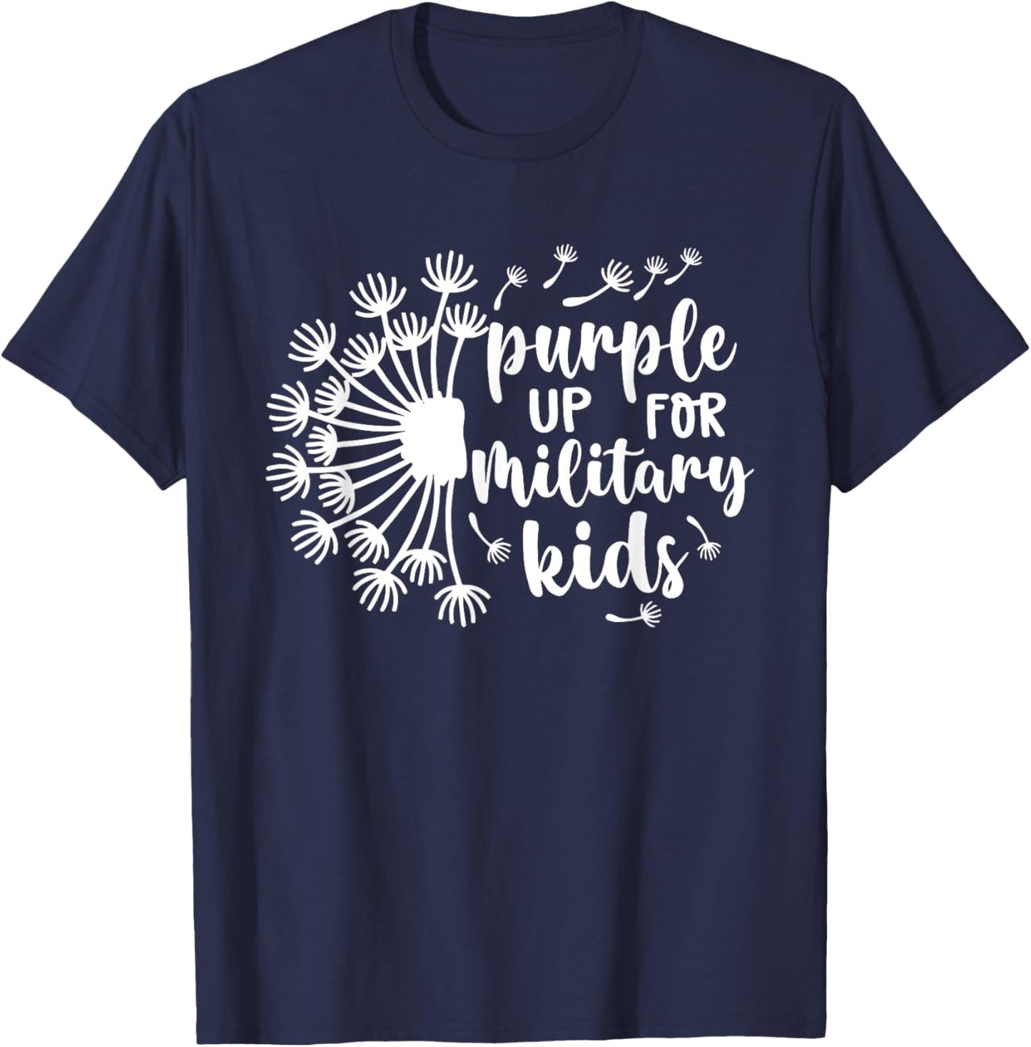 Purple Up for Military Kids Dandelion Military Child Month T-Shirt - T-Shirt | Navy