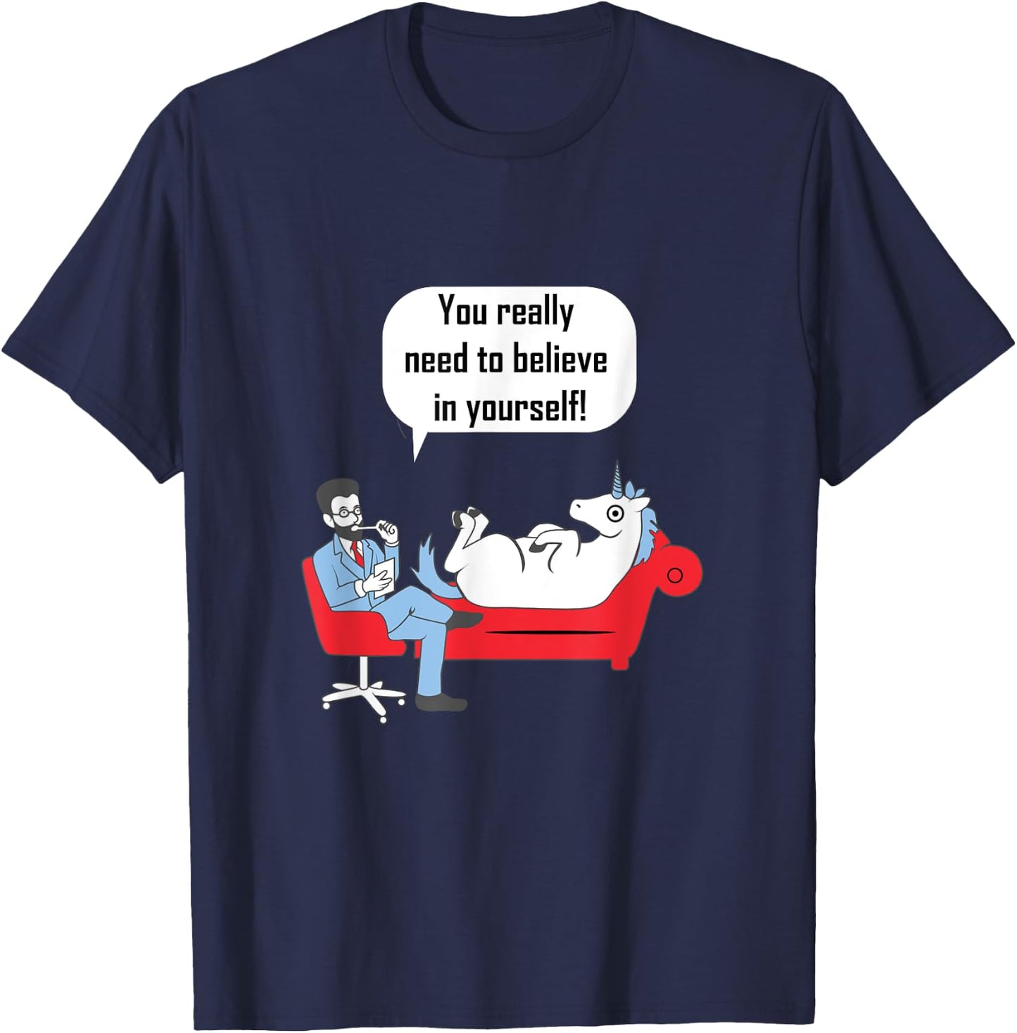 Unicorn Shirt You Need To Believe In Yourself T-Shirt - T-Shirt | Navy