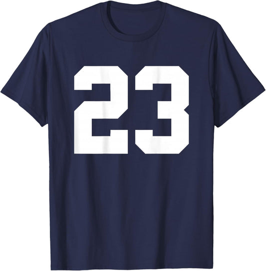 Number 23 (on Back) Sports Team Jersey Number T-Shirt - T-Shirt | Navy