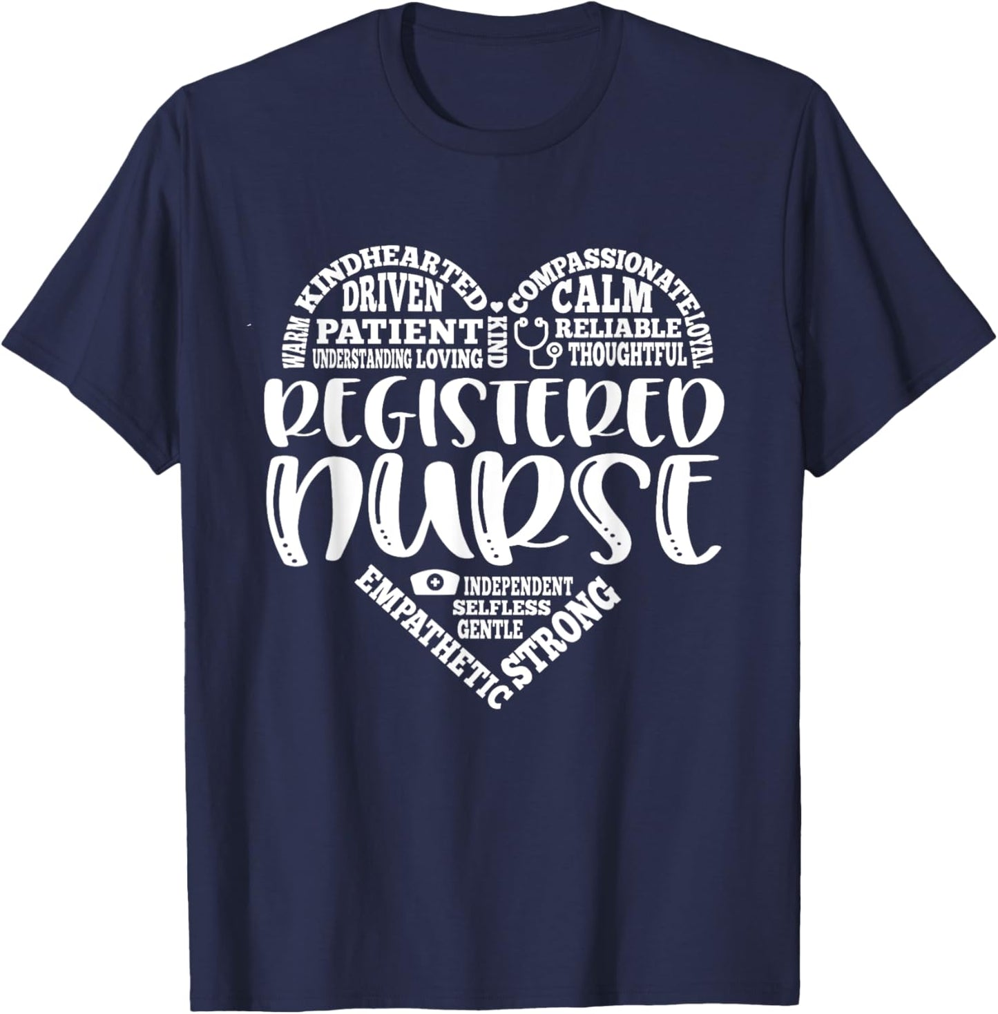 Registered Nurse - RN Nursing Heart Nurse Day & Nurse Week T-Shirt - T-Shirt | Navy