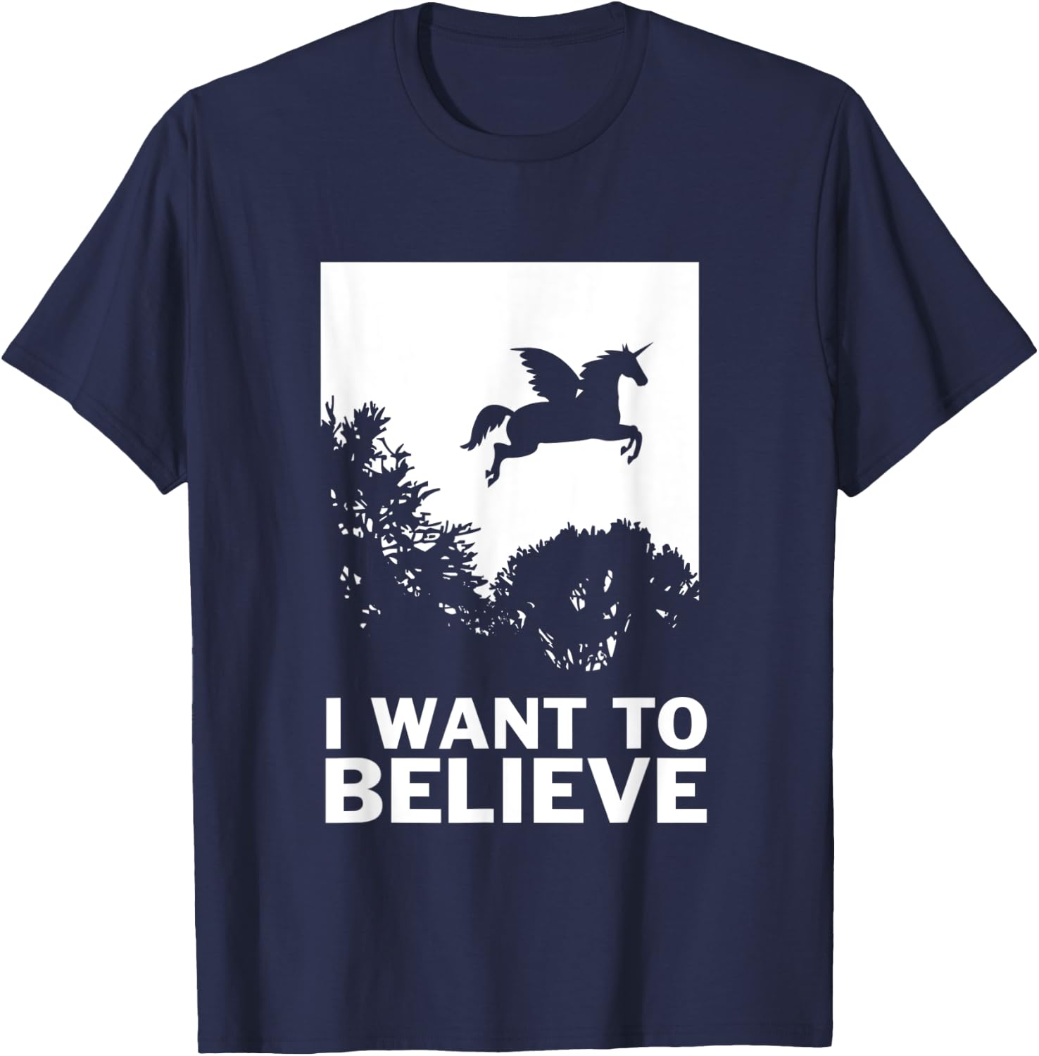I Want To Believe Unicorns - UFO Conspiracy Flying T-Shirt - T-Shirt | Navy
