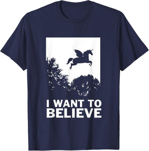 I Want To Believe Unicorns - UFO Conspiracy Flying T-Shirt - T-Shirt | Navy