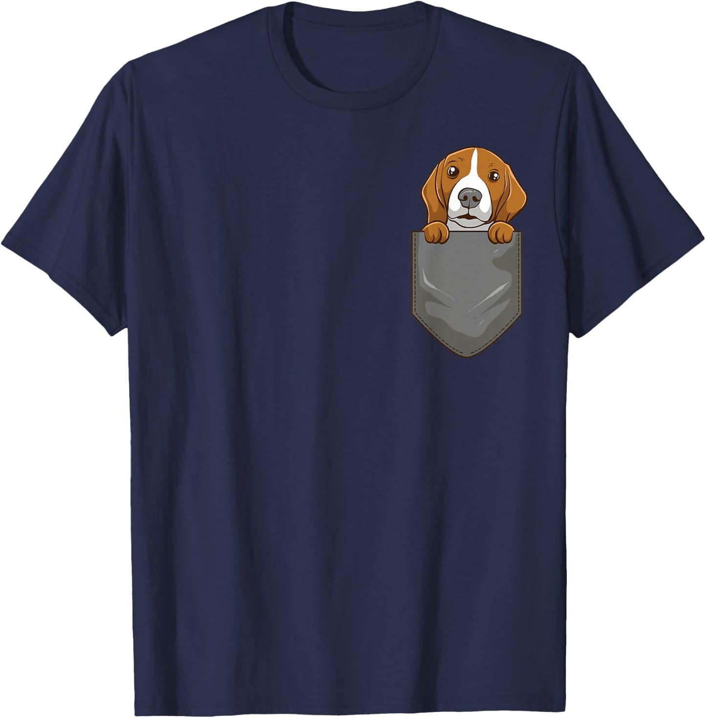 Beagle Dog in Pocket Cute Beagle Dog T-Shirt - T-Shirt | Navy