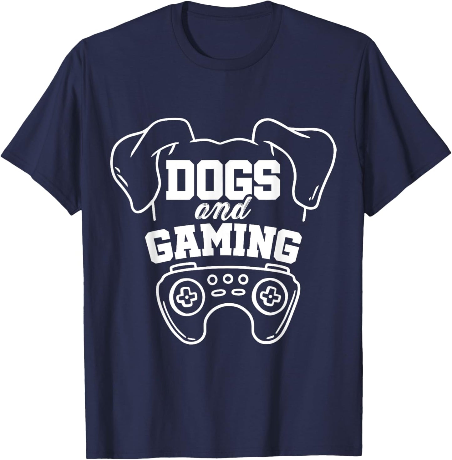 Dogs And Gaming Gamer Video Game Player Games Nerd Geek T-Shirt - T-Shirt | Navy