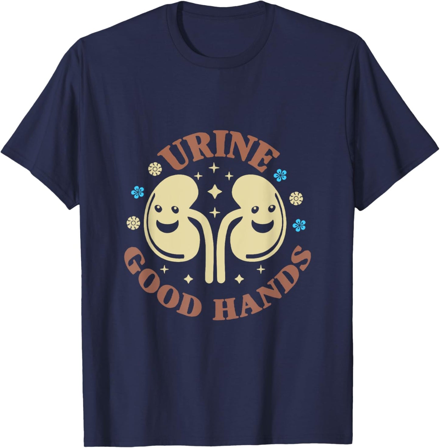 Floral Nephrologist Medical Pun Nephrology Urine Good Hand T-Shirt - T-Shirt | Navy
