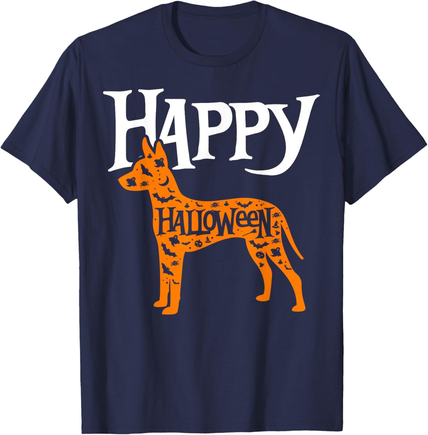 Happy Halloween Xoloitzcuintli, Mexican hairless dog T-Shirt - T-Shirt | Navy