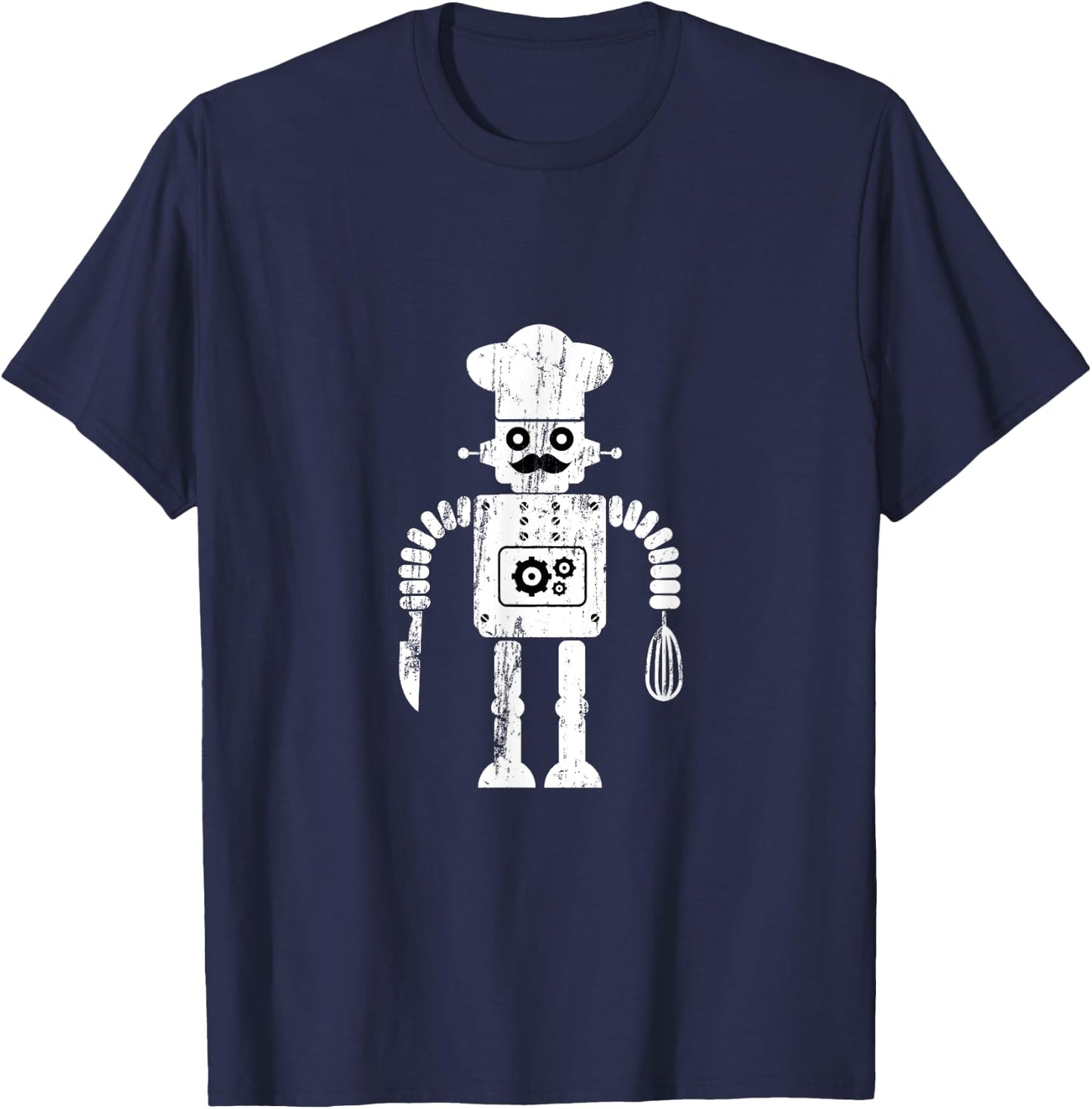 Toy Robot Distressed Italian Chef Kitchen Cook T-Shirt - T-Shirt | Navy