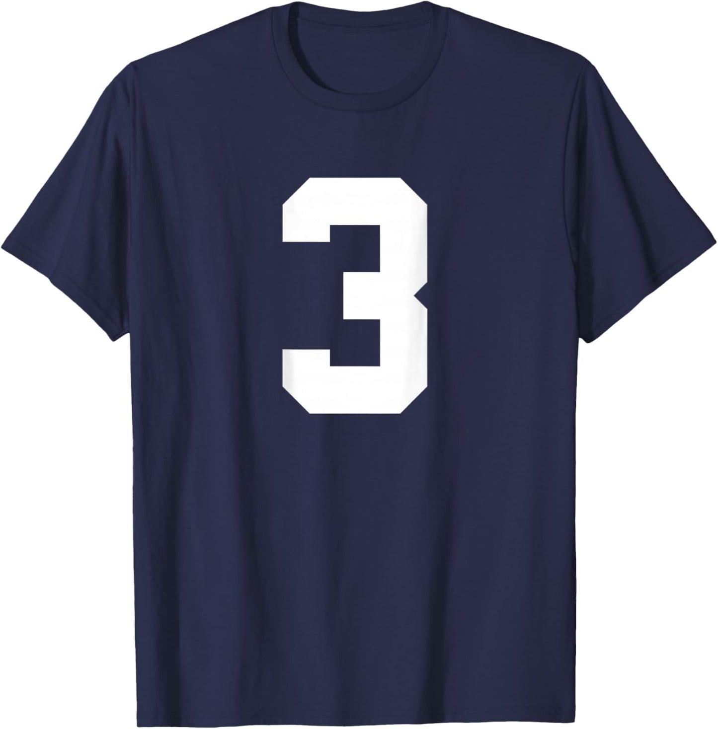 Number 3 (on Back) Sports Team Jersey T-Shirt - T-Shirt | Navy