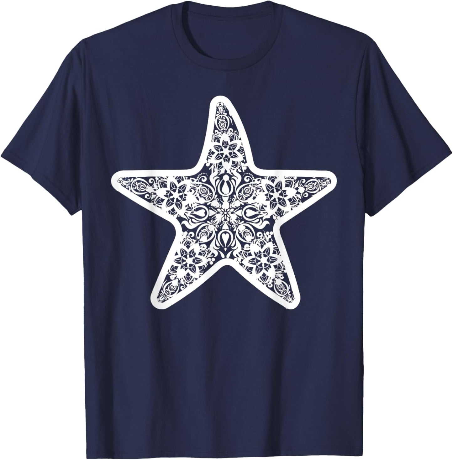 Starfish Mandala Yoga Meditation Summer Vacation Sea Life T-Shirt - T-Shirt | Navy