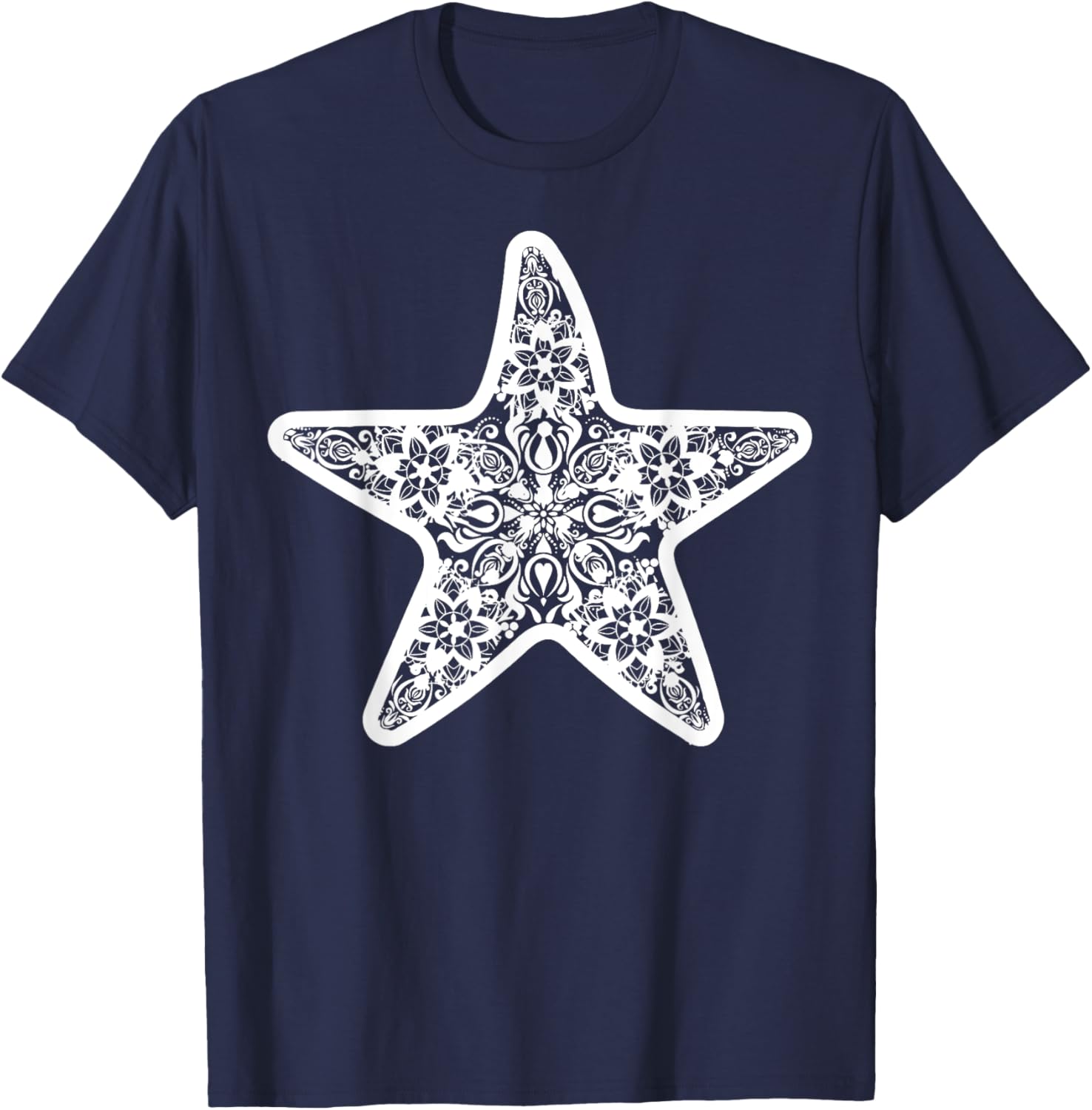 Starfish Mandala Yoga Meditation Summer Vacation Sea Life T-Shirt - T-Shirt | Navy