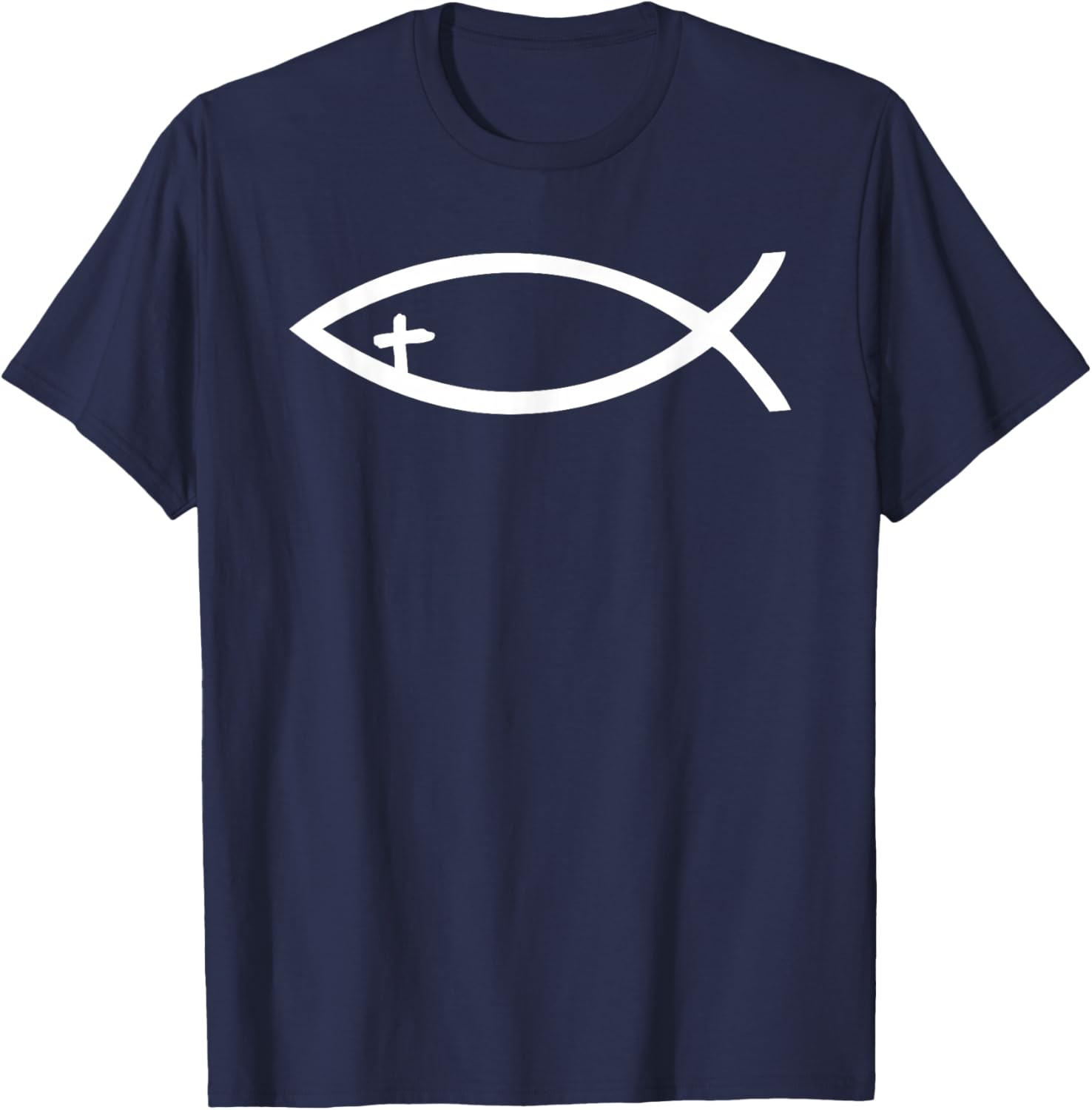 Ichthus Ichthys Fish Cross Jesus Symbol Christian T-Shirt - T-Shirt | Navy