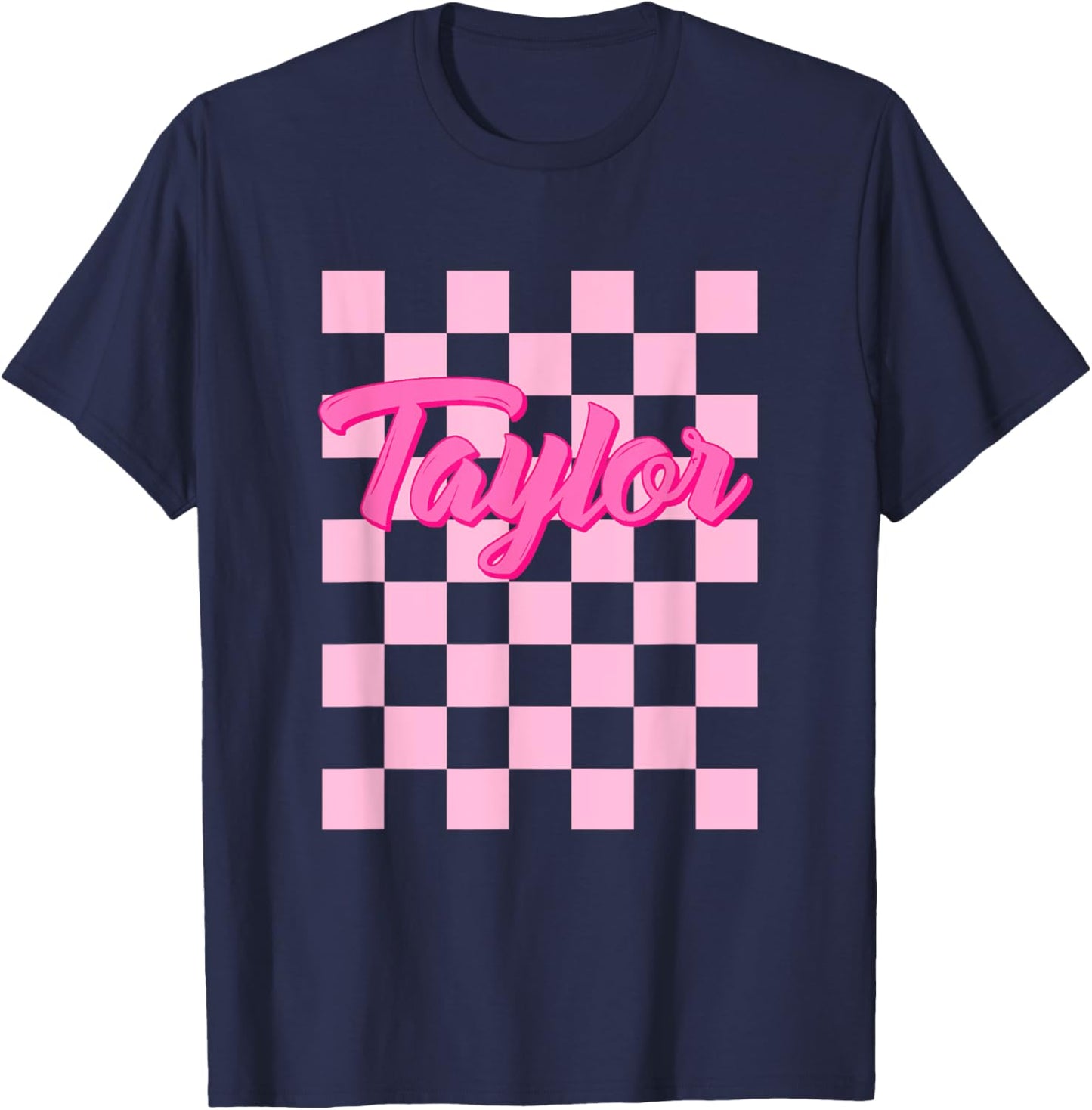 Girl Retro TAYLOR First Name Personalized Groovy Birthday T-Shirt - T-Shirt | Navy