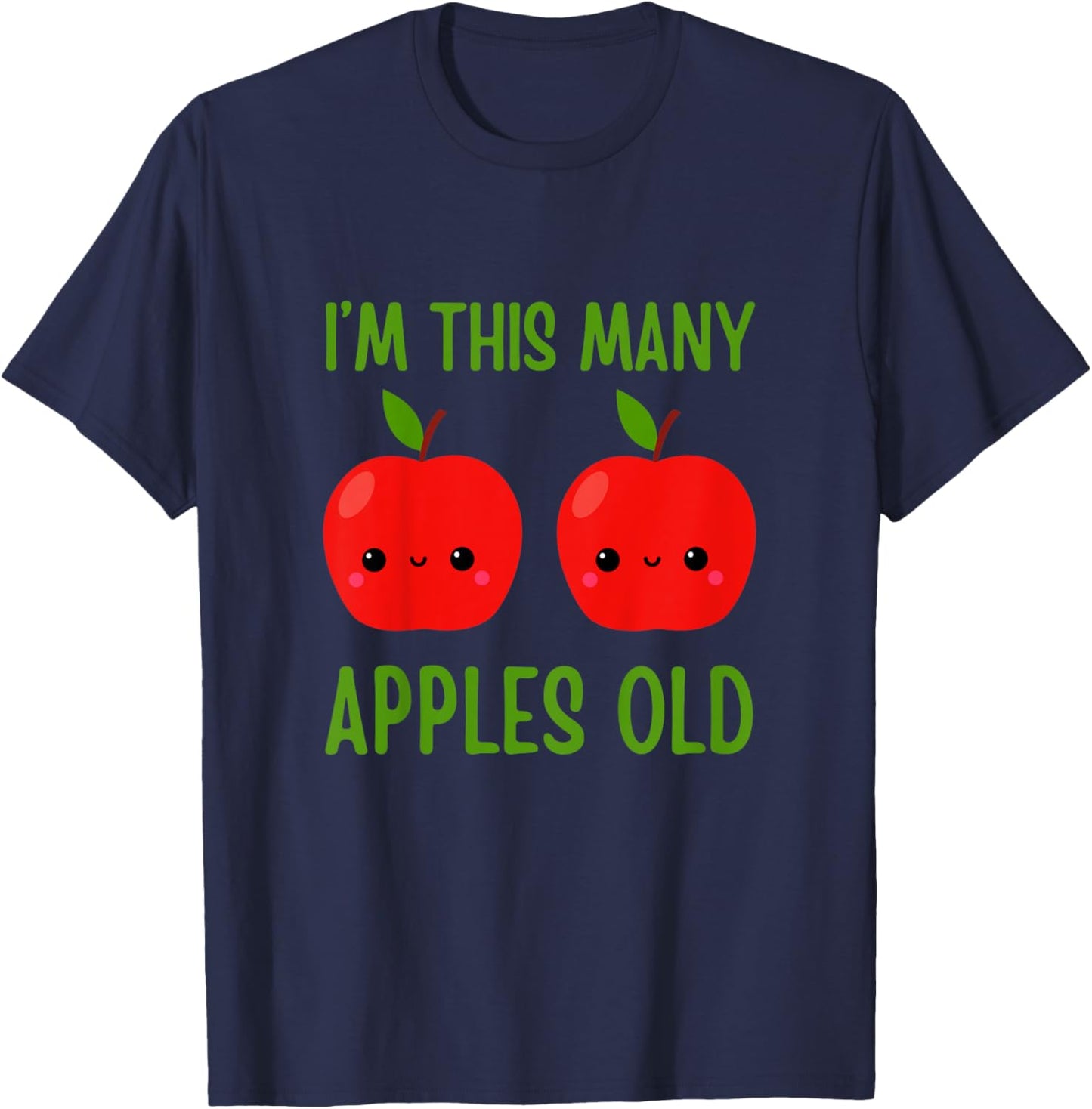 Kids I'm This Many Apples Old - Fruit Lover 2nd Birthday 2 Years T-Shirt - T-Shirt | Navy