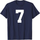 Number 7 (on Back) Sports Team Jersey Number T-Shirt - T-Shirt | Navy