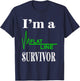 I Am A Flat Line Survivor Heartbeat Heart Rhythm Design T-Shirt - T-Shirt | Navy