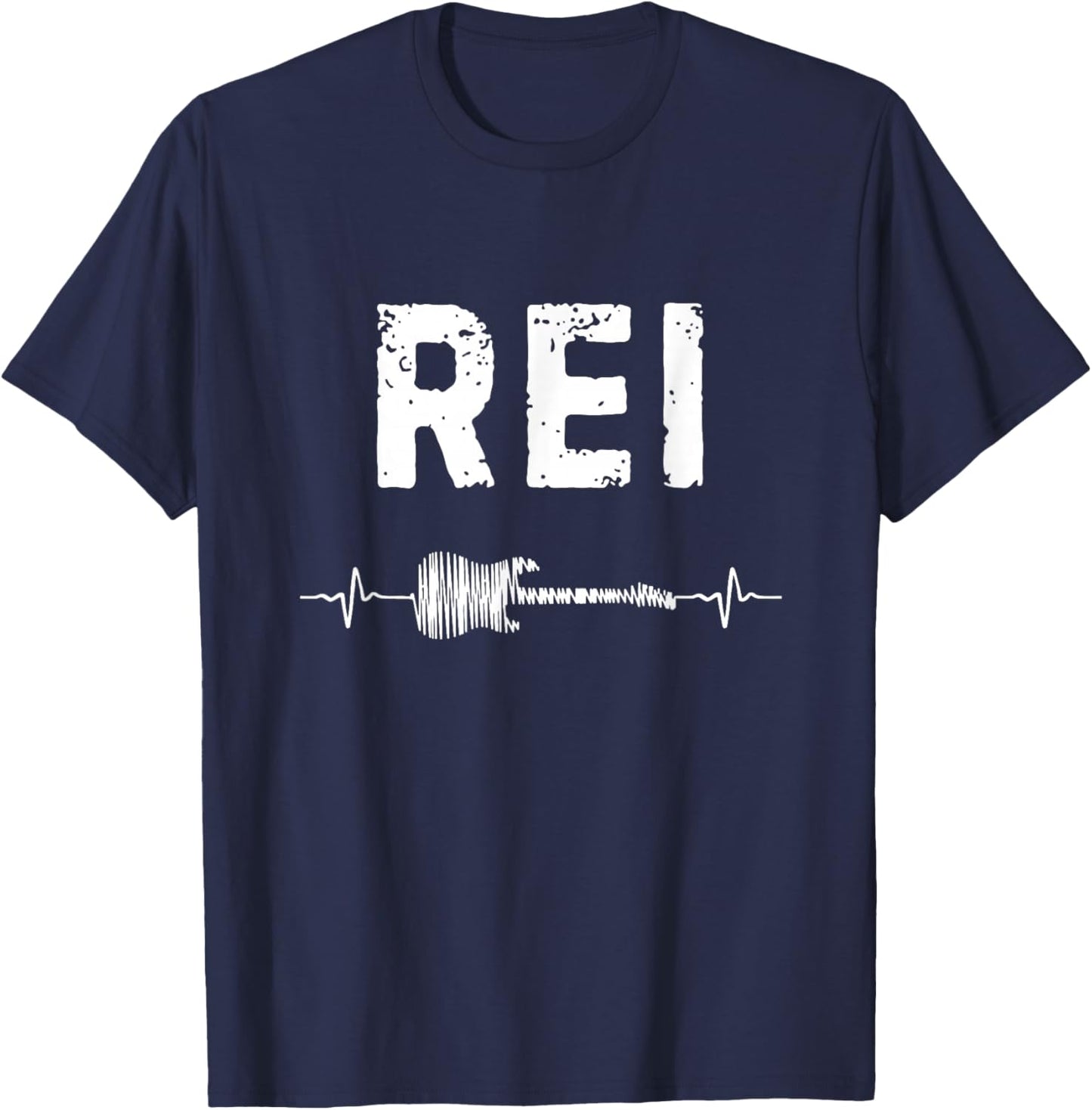 Rei Guitar Heartbeat Music Guitarist Retro Vintage T-Shirt - T-Shirt | Navy
