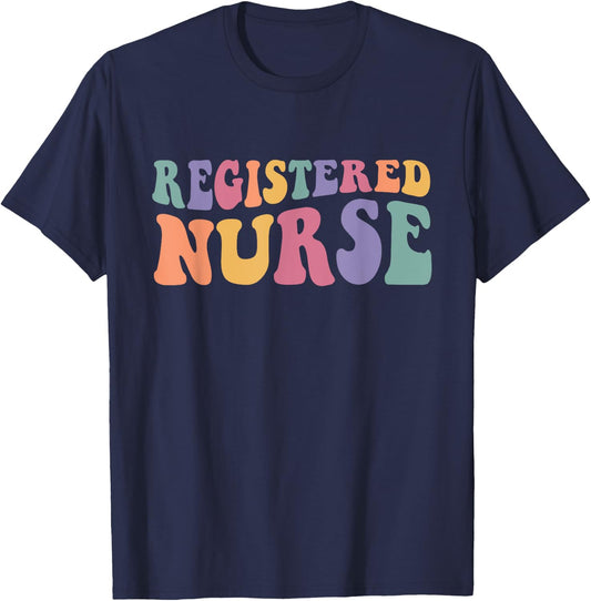 RN Nurse Groovy Registered Nurse Nursing School Women T-Shirt - T-Shirt | Navy