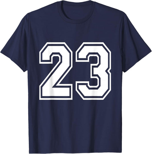 Number 23 Varsity Sports Team Jersey 23rd Birthday 23 Years T-Shirt - T-Shirt | Navy