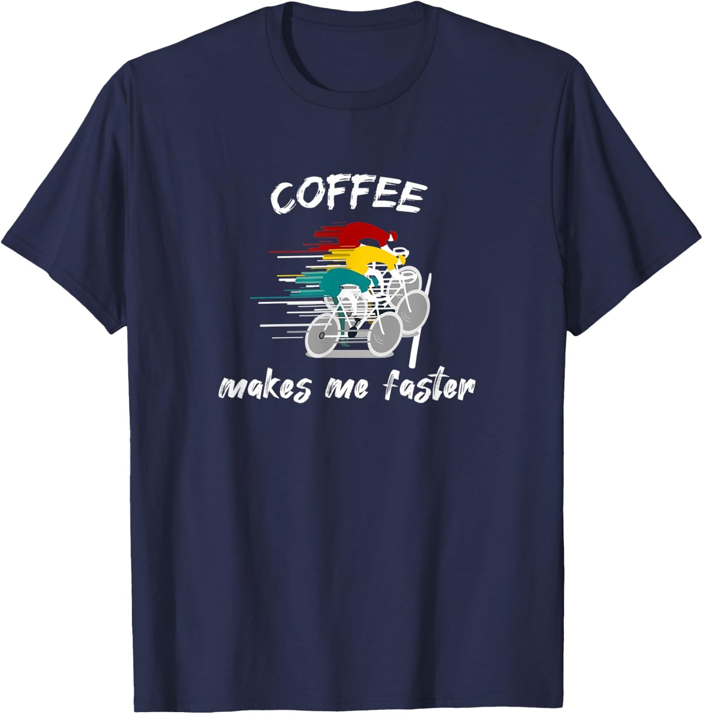 Coffee and Bike, Racing Road Bike, MTB, Triathlon, Latte Art T-Shirt - T-Shirt | Navy