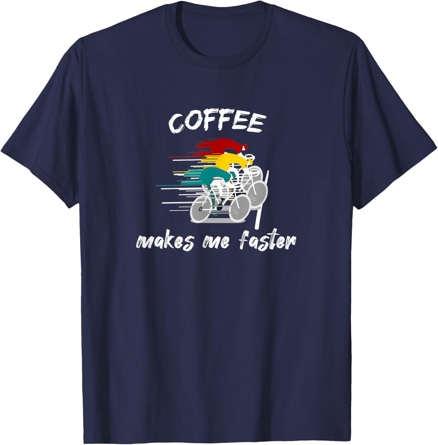 Coffee and Bike, Racing Road Bike, MTB, Triathlon, Latte Art T-Shirt - T-Shirt | Navy