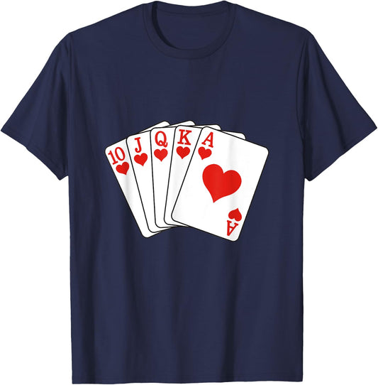 Royal Flush Hearts T-Shirt - T-Shirt | Navy