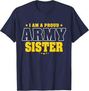 I Am A Proud Army Sister Patriotic Pride Military Sibling Kids Men T-Shirt - T-Shirt | Navy