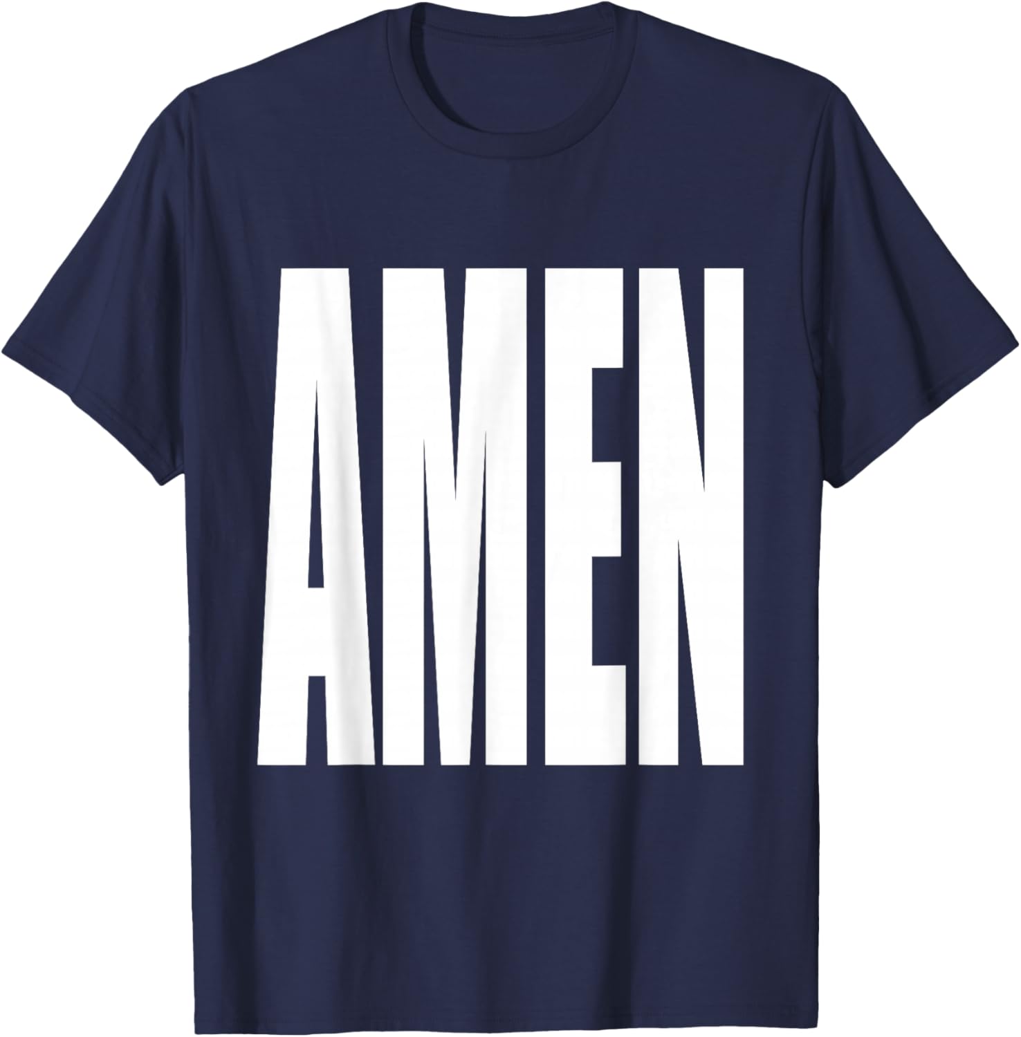 "Amen" Exclamation Saying Large Bold Letters Simple Amen T-Shirt - T-Shirt | Navy