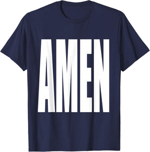 "Amen" Exclamation Saying Large Bold Letters Simple Amen T-Shirt - T-Shirt | Navy