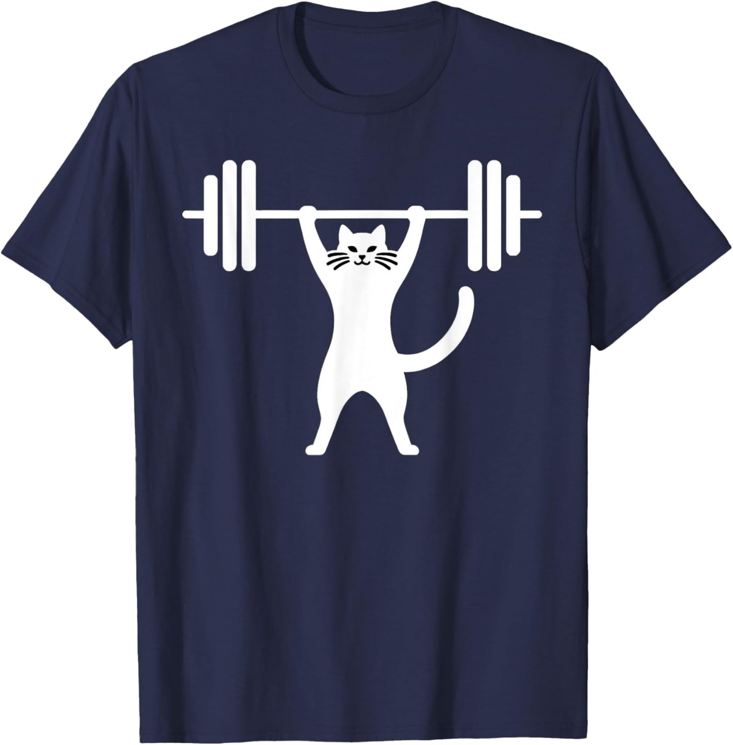 Cat Powerlifting Weightlifting Gym Workout Men Women Kids T-Shirt - T-Shirt | Navy